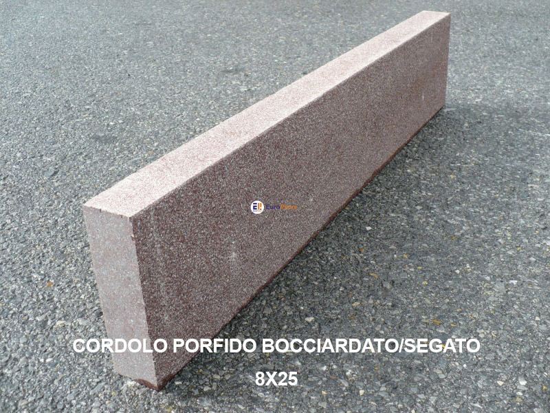Cordolo porfido bocciardato 8x25 per pavimentazioni esterne Cuneo