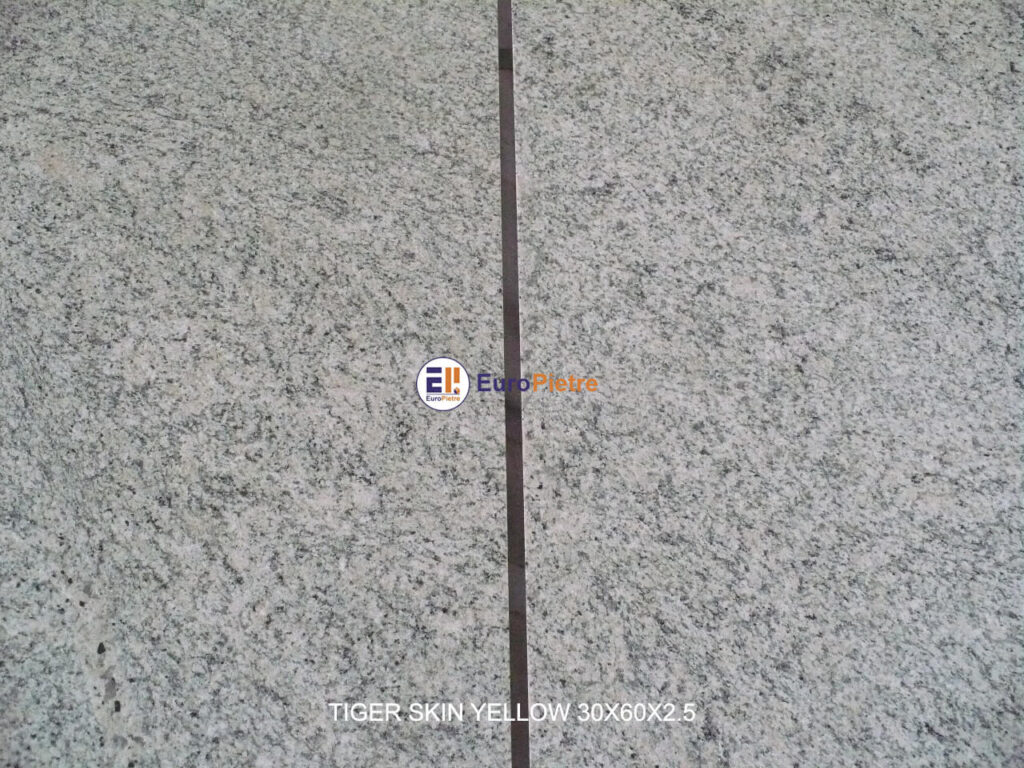 Lastra in granito Tiger Skin Yellow, finitura levigata, dimensioni 30x60x2,5 cm.