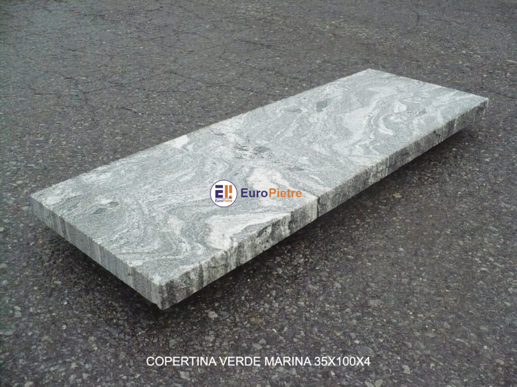 Lastra in granito Verde Marina levigato, dimensioni 35x100x4 cm, EuroPietre Cuneo