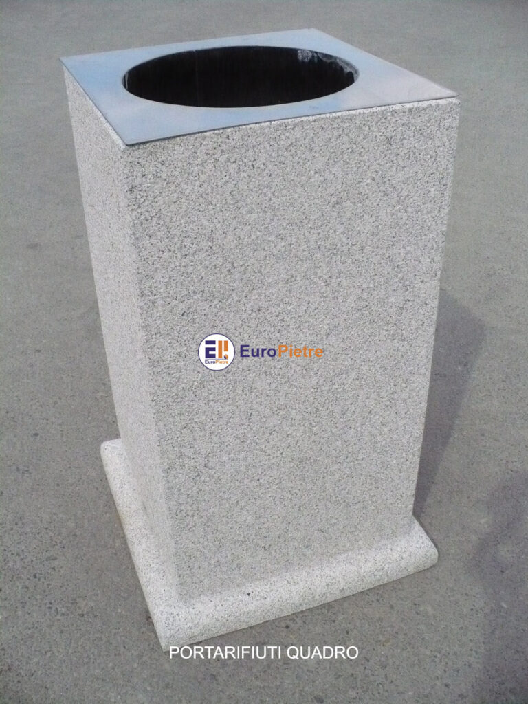 Portarifiuti quadro in pietra naturale per arredo urbano Cuneo